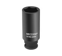 Meccion 3/8 Inch Drive Impact Socket 20mm Heavy Duty Cr-Mo 6 Point Deep Socket, 63mm Length