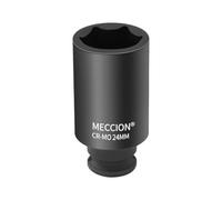 Meccion 3/8 Inch Drive Impact Socket 24mm Heavy Duty Cr-Mo 6 Point Deep Socket, 63mm Length