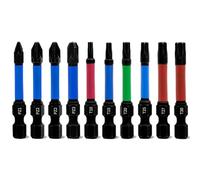 Meccion Pozidriv and Torx Screwdriver Bit Set 10pcs 50mm Length Professional Magnetic Impact Driver Bits PZ1 PZ2*2 PZ3 T10 T15 T20 T25 T27 T30-1/4" Hex Shank