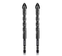 Meccion Tile Drill Bit 14mm x 2Pcs Professional Cross Tungsten Carbide Tip Drill Bits for Tile, Brick, Glass, Porcelain, Plastic, Wood, Cement, Mild Metal
