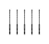 Meccion Tile Drill Bit 3mm x 5Pcs Professional Cross Tungsten Carbide Tip Drill Bits for Tile, Brick, Glass, Porcelain, Plastic, Wood, Cement, Mild Metal