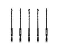 Meccion Tile Drill Bit 5mm x 5Pcs Professional Cross Tungsten Carbide Tip Drill Bits for Tile, Brick, Glass, Porcelain, Plastic, Wood, Cement, Mild Metal
