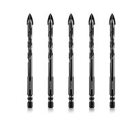 Meccion Tile Drill Bit 8mm x 5Pcs Professional Cross Tungsten Carbide Tip Drill Bits for Tile, Brick, Glass, Porcelain, Plastic, Wood, Cement, Mild Metal