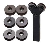 Mecerypt 7 Pcs Double Wheel Knurling Tool Set 0.5mm 1mm 2mm Linear Wheel Set Steel Lathe Set Wheel Knurling Tool