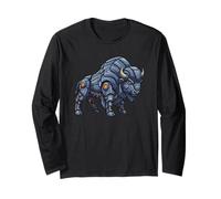 Mech Bison Robotic Animal Cyber Creature Design Long Sleeve T-Shirt