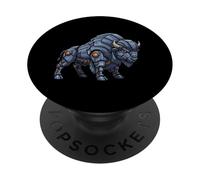 Mech Bison Robotic Animal Cyber Creature Design PopSockets Adhesive PopGrip