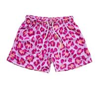 MECH-ENG Men's Casual Graphic Shorts Leopard Print Drawstring Running Gym Lightweight Athletic Shorts, Pink Red, Large
