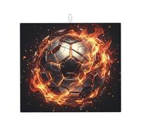 Mech Flame Soccer Dish Drying Mat Microfibre Worktop Saver Hanging Loop for Dishes & Coffee Machine