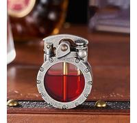 Mecha Metal Rocker Lighter, Classic Time Retro Kerosene Lighter, Steampunk Brass Kerosene Lighters with Transparent Fuel Chamber & Luxury Gift Box, Vintage Trench Lighters for Collectors (White)