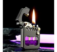 Mecha Metal Rocker Petrol Lighter, Vintage Trench Black Lighter, without Petrol