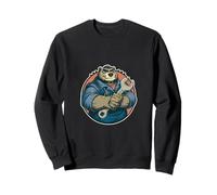 Mechanic Bear Strong Workshop Motif With Wrench Sweatshirt