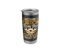 Mechanic Caution Flying Tools and Offensive Language Likely Stainless Steel Insulated Tumbler