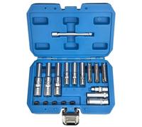Mechanic Hand Tool Set 18PC 3/8" 1/4" Drive Glow Plug Removal Socket Set Thin Slotted Tool Kit 8mm 9mm and 10mm Deep Sockets Replacement Tool Kit