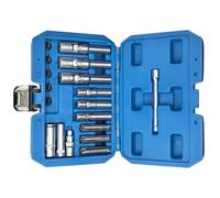 Mechanic Hand Tool Set 18PC 3/8" 1/4" Drive Glow Plug Removal Socket Set Thin Slotted Tool Kit 8mm 9mm and 10mm Deep Sockets Replacement Tool Kit