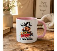 Mechanic Highland Cow Mug That's What I Do I Fix Stuff 325ml Ceramic Coffee Mug Cute Handy Highland Cow with Wrench & Toolbox | Funny DIY Handyman Gift | Fast Dispatch by UK Seller (M3456) Pink