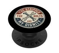 Mechanic Humor Stripped Bolts Vintage Badge Style Retro PopSockets Adhesive PopGrip