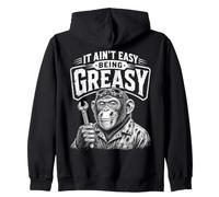 Mechanic It Isn't Easy Being Greasy Ape Humor Zip Hoodie