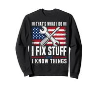 Mechanic Patriotic Humor Fix Stuff Repair American flag Sweatshirt