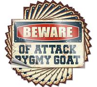 Mechanic Stickers Beware of Attack Pygmy Goat Funny Sticker 10 Pcs Funny Bumper Stickers for Adults Bumper Stickers(6X9CM)