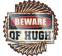 Mechanic Stickers Beware of Hugh Funny Sticker 10 Pcs Funny Signs for Home Decor Outdoor Bar Decor(8X12CM)