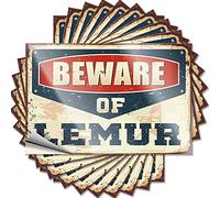 Mechanic Stickers Beware of Lemur Funny Sticker 10 Pcs Funny Signs for Home Decor Outdoor Bar Decor(6X9CM)