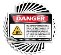 Mechanic Stickers Danger Fall Or Crush Hazard Always Use The Level Mounted Stickers 10Pcs Funny Bumper Stickers for Adults Car Decals(6X9CM)