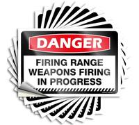 Mechanic Stickers Danger Firing Range Weapons Firing in Progress Stickers 10Pcs Man Cave Sign Decor Car Stickers and Decals(12X18CM)
