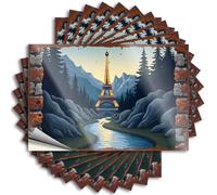 Mechanic Stickers Enchanted Forest Path Leading to The Eiffel Tower Stickers 10Pcs Car Window Stickers Funny Coffee Signs(12X18CM)
