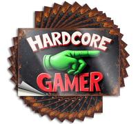 Mechanic Stickers Hardcore Gamer: The Ultimate Gaming Experience Stickers 10Pcs Small Sign Hardhat Stickers and Decals(6X9CM)