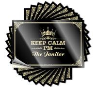 Mechanic Stickers Keep Calm I'm The Janitor Stickers Bar Accessories for Man Cave Bar Accessories for M(6X9CM)