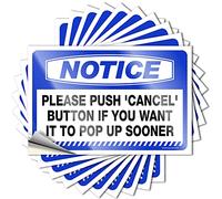 Mechanic Stickers Notice Please Push 'Cancel' Button If You Want It to Pop Up Sooner Stickers 10 Pcs Funny Signs for Home Decor Outdoor Bar Decor(12X18CM)