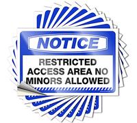 Mechanic Stickers Notice Restricted Access Area No Minors Allowed Stickers 10 Pcs Funny Bumper Stickers for Adults Bumper Stickers(12X18CM)