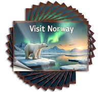 Mechanic Stickers Visit Norway: Polar Bear Watching Under The Northern Lights Stickers 10Pcs Small Sign Decal Stickers for Cars(12X18CM)