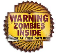 Mechanic Stickers Zombie Warning: Enter at Your Own Risk Stickers 10Pcs Small Sign Hardhat Stickers and Decals(12X18CM)