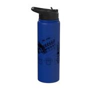 Mechanic Stroke Internal Combustion Engine Blueprint Men Stainless Steel Insulated Water Bottle