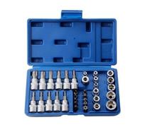 Mechanic Tool Kit 34pcs Bit Socket and E-Torx Star Socket Set 1/4" 3/8" Drive Male Female E-torx Bits Handheld Tool Auto Repair Tool