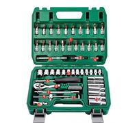Mechanic Tool Kit 46 Pcs Drive Socket Ratchet Wrench Set Reversible Ratchet with S2 Sockets Household Automotive Repair Kit