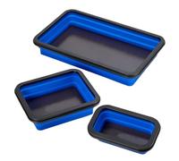Mechanic Tool Organizer - Silicone Magnetic Tray, Three Size Foldable Set, Hardware Parts Holder, Workshop Storage Accessory | Flexible Tool Tray with Strong Magnet Base for Pins Bolts Nuts Screws