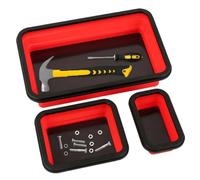 Mechanic Tool Organizer - Silicone Magnetic Tray, Three Size Foldable Set, Hardware Parts Holder, Workshop Storage Accessory | Flexible Tool Tray with Strong Magnet Base for Pins Bolts Nuts Screws