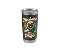 Mechanic Who Loves Pugs Pug Dad Stainless Steel Insulated Tumbler