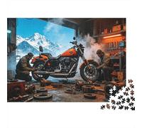 Mechanic Workshop 1000 Piece Jigsaw Puzzle Recyclable Paper Retro Motorcycle Senior Puzzles Party Game Props Great Gift Idea for Women And Men Both 70x50cm/1000pcs
