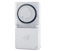 Mechanical 24 Hour Outdoor Timer, IP44 Waterproof, Plug-in Timer, Mechanical Timer with Child Lock and Protective Cover, White, Pack of 1