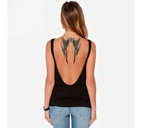 Mechanical Angel Wings Temporary Tattoo Transfer Grey Waterproof Realistic Arm Back Body Art Sticker Mens Womens Kids - By Delusion Tattoos, Black, 15cm x 21cm
