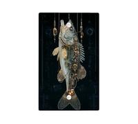 Mechanical Bass Fish Light Switch Cover Plates/Outlet Covers, Steampunk Style for Room Decor, Thermoplastic Wall Plates, Standard Size Blank Cover Plate
