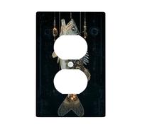 Mechanical Bass Fish Light Switch Cover Plates/Outlet Covers, Steampunk Style for Room Decor, Thermoplastic Wall Plates, Standard Size Single Duplex Outlet