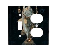 Mechanical Bass Fish Light Switch Cover Plates/Outlet Covers, Steampunk Style for Room Decor, Thermoplastic Wall Plates, Standard Size Toggle Duplex