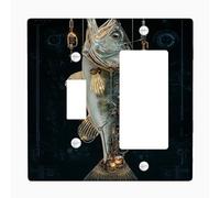 Mechanical Bass Fish Light Switch Cover Plates/Outlet Covers, Steampunk Style for Room Decor, Thermoplastic Wall Plates, Standard Size Toggle Rocker