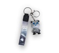 Mechanical Bear Design Keychain with Decorative Strap (Grey)