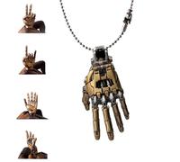 Mechanical Bionic Hand Pendant - Movable Finger Joints Robot Hand Charm Jewelry, Steampunk Necklace Pendant, Punk Lover Gift for Men and Women (Gold)