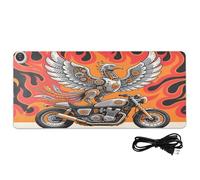 Mechanical Bird Motorcycle Fire Red Leather Computer Heated Mouse Pad 31.5 x 13 in Winter Warmer Office Table Mat for Computer Desk Writing,Study